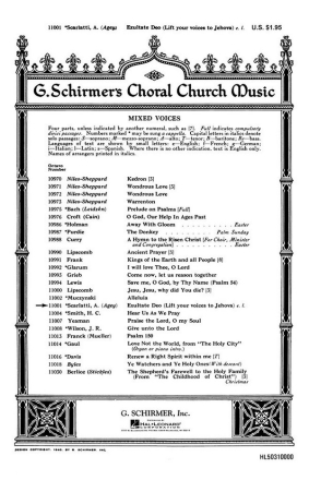 Alessandro Scarlatti, Exultate Deo (Life Your Voices to Jehovah) SATB Chorpartitur