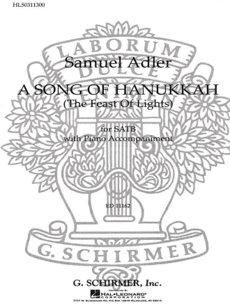 S Adler, Song Of Hanukkah Feast Of Lights SATB Chorpartitur