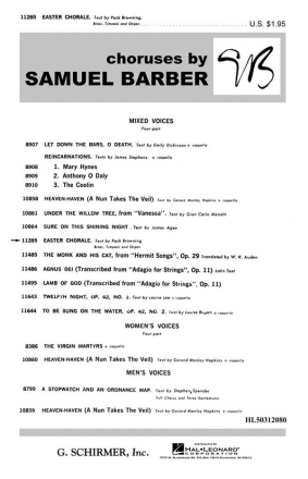 Pack Browning_Samuel Barber, Easter Chorale SATB and Brass Timpani Organ Chorpartitur