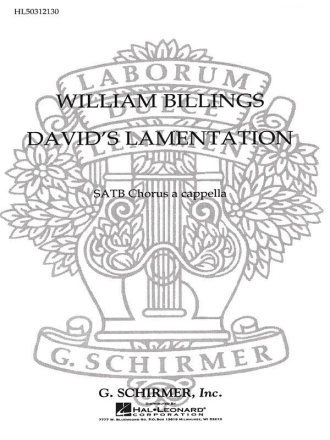 William Billings, David's Lamentation SATB a Cappella Chorpartitur