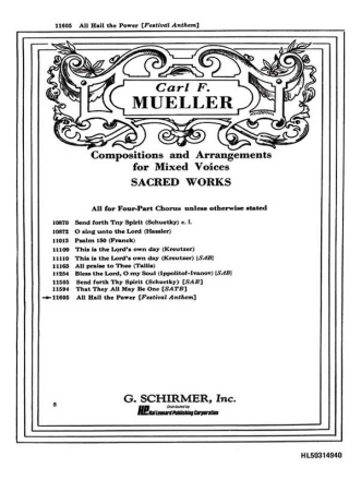 Carl F. Mueller, All Hail The Power SATB and Organ Buch