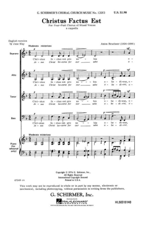 Anton Bruckner, Christus Factus Est SATB a Cappella Chorpartitur