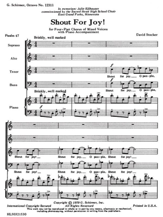 D Stocker, Shout For Joy! SATB Chorpartitur