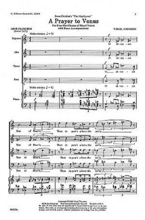 Virgil Thomson, Prayer To Venus SATB and Piano Chorpartitur