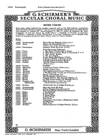 Arthur R. Frackenpohl, O Give Thanks Unto the Lord SATB & Sop. Solo Chorpartitur