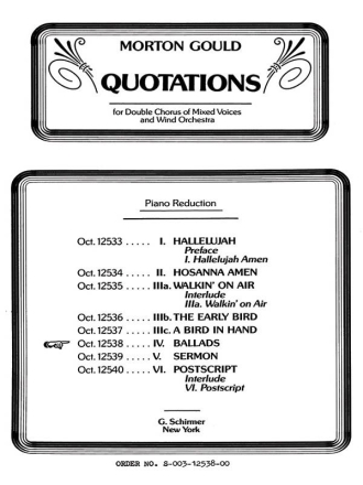 M Gould, Ballads From Quotations SATB + Orchestra Chorpartitur