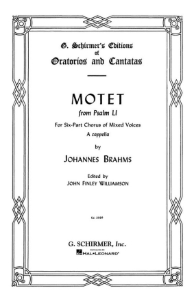 Johannes Brahms, Motet, Op. 29, No. 2 (from Psalm 51) SATBB Chorpartitur