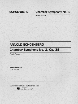 Arnold Schnberg, Chamber Symphony No. 2, Op. 38 Orchestra Partitur