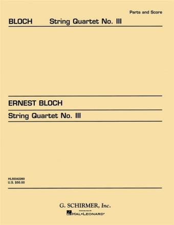 Ernest Bloch, String Quartet No.3 Streichquartett Partitur + Stimmen