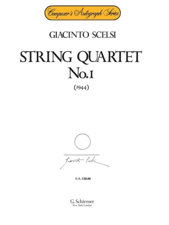 Giacinto Scelsi, String Quartet No. 1 (1944) Streichquartett Partitur + Stimmen