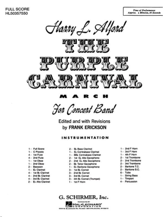 Harold Alford, The Purple Carnival March Concert Band Partitur