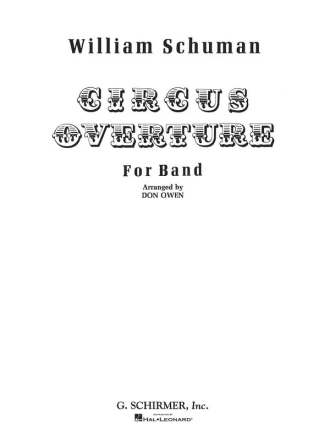 William Schuman, Circus Overture Concert Band Partitur + Stimmen