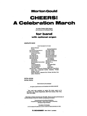 Morton Gould, Cheers! A Celebration March Concert Band and Opt Organ Partitur