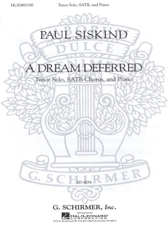 Paul Siskind, A Dream Deferred Solo T + SSAATTBB + piano Chorpartitur