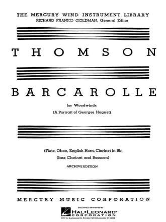 Virgil Thomson, Barcarolle Woodwind Ensemble Partitur + Stimmen