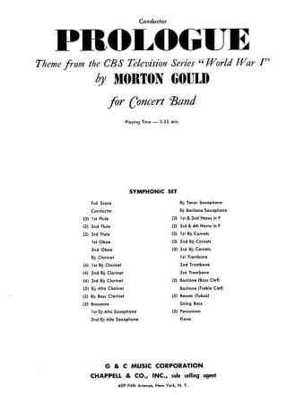 Morton Gould, Prologue (from CBS TV Production World War I) Concert Band Partitur