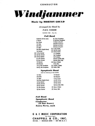 Morton Gould, Windjammer Highlights Concert Band Partitur