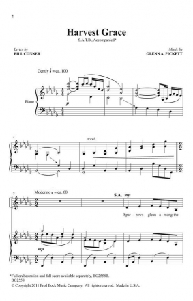 Glenn Pickett, Harve Grace SATB and Piano Partitur + Stimmen