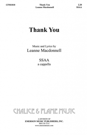 Leanne Macdonell, Thank You SSAA Chorpartitur