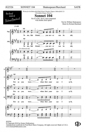 William Shakespeare_Richard Burchard, Sonnet 104 SATB Divisi Chorpartitur