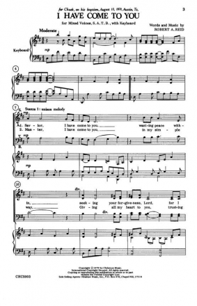 Robert Reid, I Have Come To You SATB and Keyboard Chorpartitur