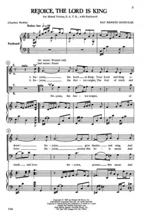 Kay Hawkes Goodyear, Rejoice, The Lord Is King SATB and Keyboard Chorpartitur