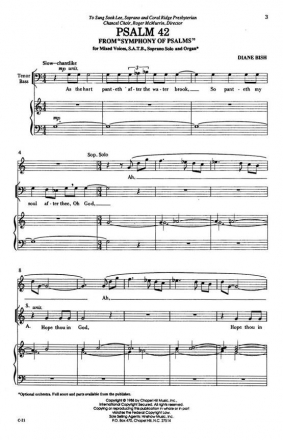 Diane Bish, Psalm 42 SATB, Soprano Solo, Organ Chorpartitur