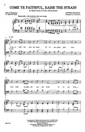 Arthur Sullivan, Come Ye Faithful, Raise The Strain SATB and Keyboard Chorpartitur