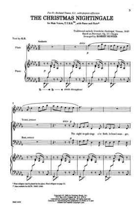 The Christmas Nightingale TTBB, Piano Or Flute Chorpartitur