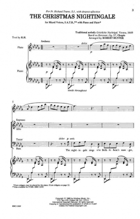 The Christmas Nightingale SATB, Piano Or Flute Chorpartitur