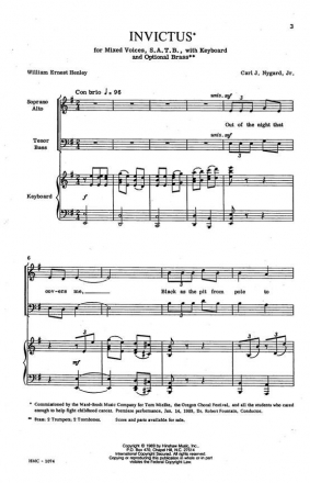 Carl Nygard, Invictus SATB and Keyboard Chorpartitur