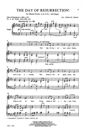 Gilbert Martin, The Day Of Resurrection SATB and Organ Chorpartitur