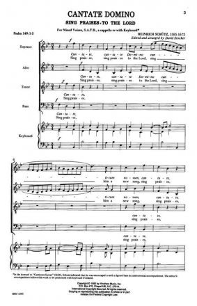 Heinrich Schtz, Cantate Domino SATB, Keyboard Optional Chorpartitur