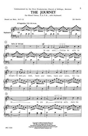 Ed Harris, The Journey SATB and Keyboard Chorpartitur