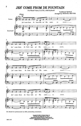 Jes' Come From De Fountain SATB and Keyboard Chorpartitur