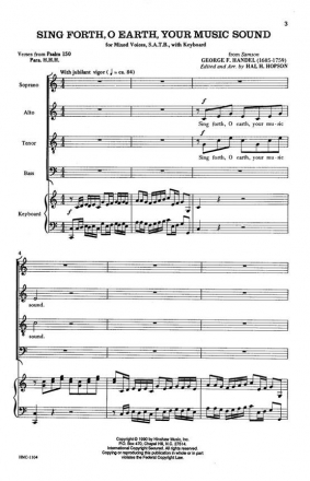 Georg Friedrich Hndel, Sing Forth, O Earth, Your Music Sound SATB and Keyboard Chorpartitur