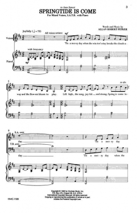 Allan Robert Petker, Springtide Is Come SATB, Piano Chorpartitur