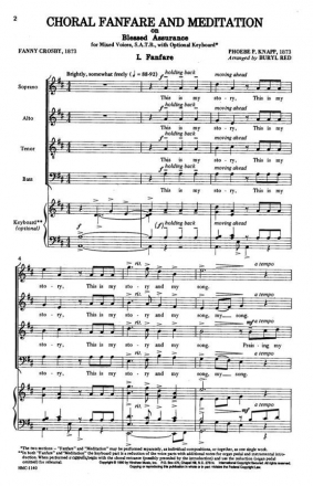 Choral Fanfare And Meditation On Blessed Assurance SATB, Keyboard Optional Chorpartitur