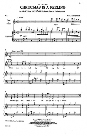 Natalie Sleeth, Christmas Is A Feeling SATB, Keyboard, Optional Flute Chorpartitur