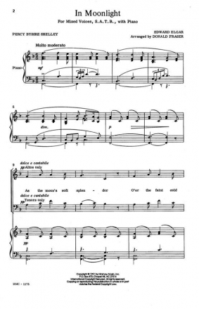 Edward Elgar, In Moonlight SATB, Piano Chorpartitur