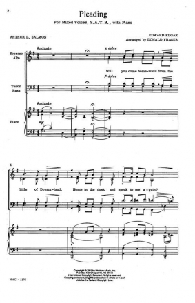 Edward Elgar, Pleading SATB, Piano Chorpartitur