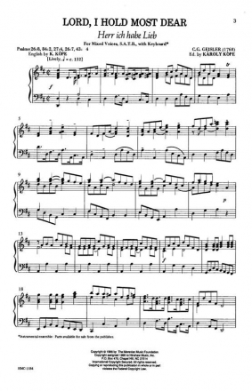 Johann Christian Geisler, Lord, I Hold Most Dear SATB, Keyboard, Optional Orchestra Chorpartitur