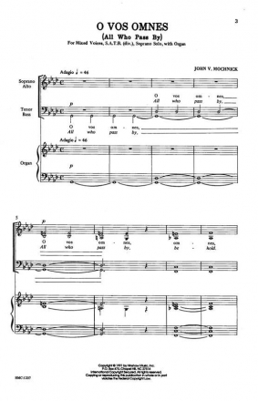 John V. Mochnick, O Vos Omnes (All Who Pass By) SATB Divisi with Soprano Solo, Organ Chorpartitur