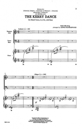 Kerry Dance SATB, Solo, Keyboard Chorpartitur