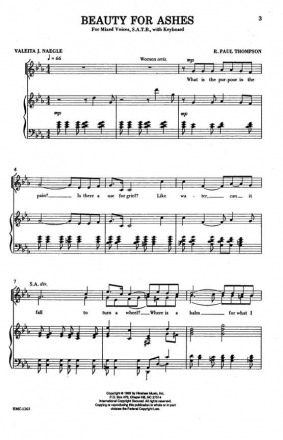 R. Paul Thompson, Beauty For Ashes SATB and Keyboard Chorpartitur