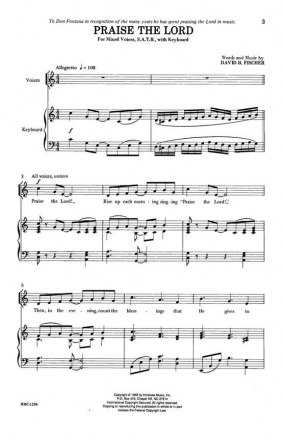 David B. Fischer, Praise The Lord SATB and Keyboard Chorpartitur