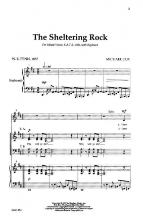 Michael Cox, The Sheltering Rock SATB, Medium Solo, Keyboard Chorpartitur