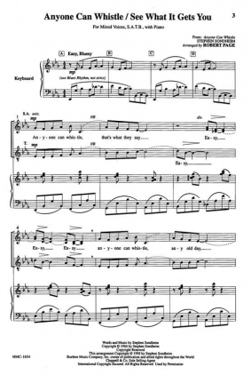 Steven Sondheim, Anyone Can Whistle/See What It Gets You SATB, Piano Chorpartitur