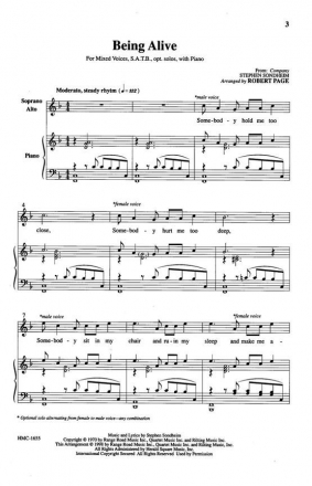 Steven Sondheim, Being Alive SATB, Piano Chorpartitur