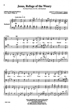 Cyril Vincent Taylor, Jesus, Refuge Of The Weary SATB and Keyboard Chorpartitur